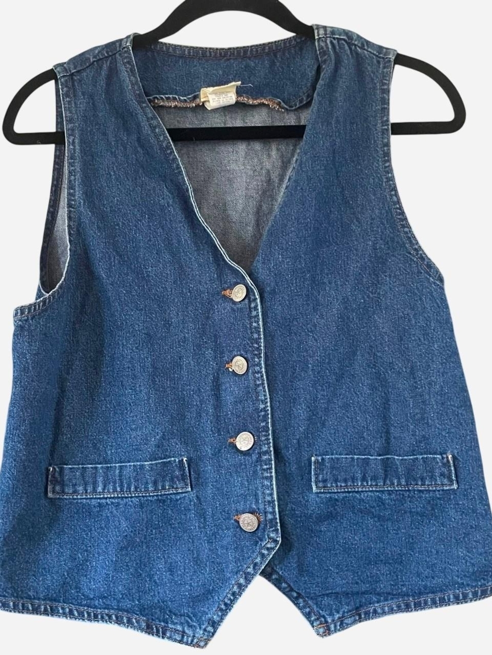 Vivaldi Jeanswear Classic Denim Button-Front Vest - Blue
